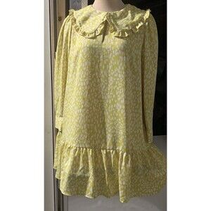 Who What Wear Womens Lg Maxi Dress Prairie Ruffles Long Sleeve Pocket Drop Waist